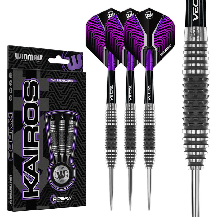 Дартс набір WINMAU Kairos 90% вольфрам, стальні наконечники, професійний, 3 типи, ваги 21г, 23г, 24г, 26г