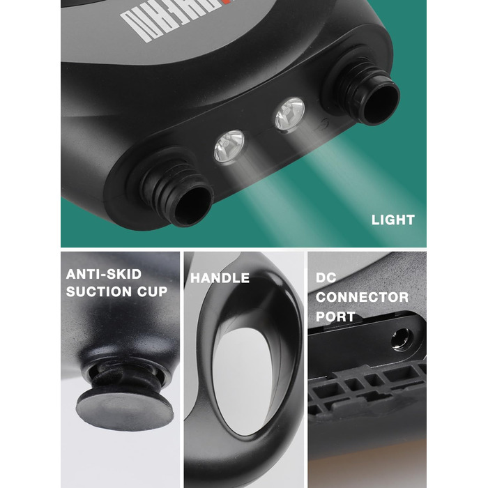 Електричний SUP насос Niphean 20PSI з автоматичним вимкненням, 12V для надування та здування SUP дощових платформ, NPNW003-L