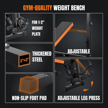 Складана тренажерна лава YOLEO 6 в 1 з підставками для штанги, регульована, для дому, з жимовою лавою та жимовою банківкою для пресу та згинанням ніг