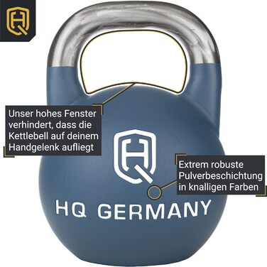 Професійна гиря HQ Germany 12 кг, неіржавна сталь, з неслизьким покриттям, ±200 г, зручна ручка