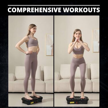 Платформа для тренувань MAXSTRENGTH з вібрацією | 99 рівнів інтенсивності та 5 програм | Тренування всього тіла | Домашні фітнес-прилади з Bluetooth-динаміками та еластичними стрічками (Чорний)