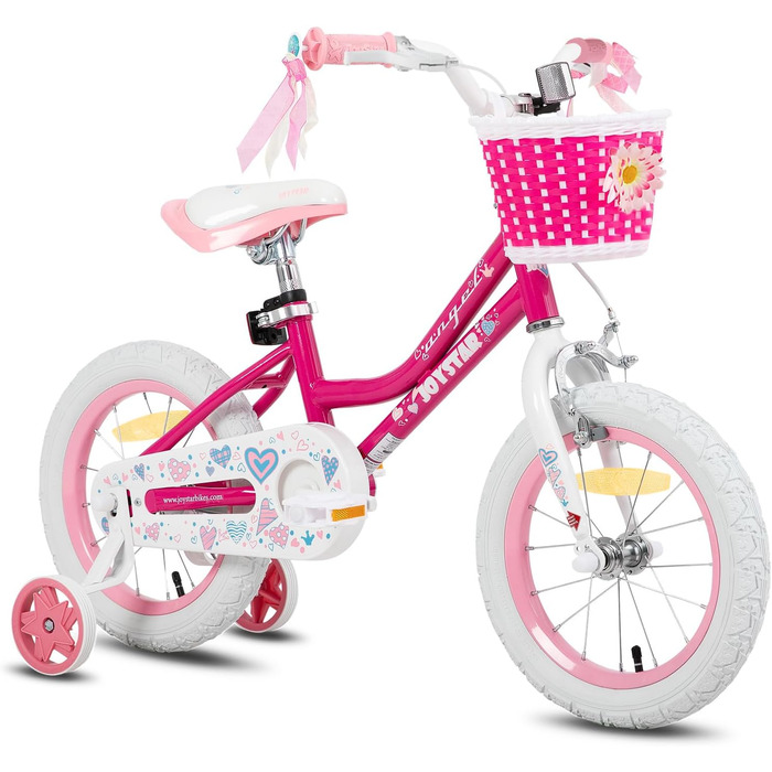 JOYSTAR Fairy: рожеве дитяче велосипед 14 дюймів для дівчаток 3-5 років з корзиною та стабілізатором