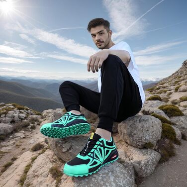 Чоловічі трекінгові кросівки для трейлраннінгу. Легкі, дихаючі, з антиковзкою підошвою. Розміри 39-48 (47 EU), колір зелений