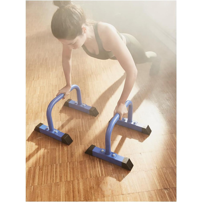 Паралетси для фітнесу GORILLA SPORTS, сталеві, 2 шт, 46x39x30 см, до 200 кг, нековзні, для віджимань, стійки на руках, калістеніки, чорні