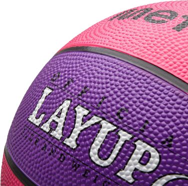 М'яч баскетбольний Meteor Layup Kinder Mini, розмір 7 (чоловічий), розмір 6 (жіночий), рожевий та фіолетовий - для дітей 4-8 років, ідеальний для тренувань