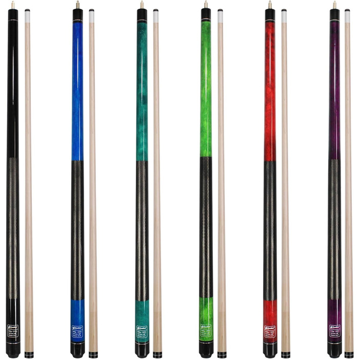 Набір київ для більяру CUEBAR (6 шт.) з 3D-рукояткою, 147,3 см. Підходить для чоловіків та жінок. Різні кольори (фіолетовий, червоний, зелений, блакитно-зелений, синій, чорний).