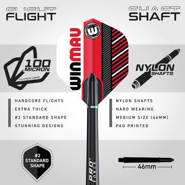 Дартс Winmau Masters Pro з лінією кидка та 6 дротиками - професійний дартс PDC, сизаль високої щільності, ультратонкий дріт
