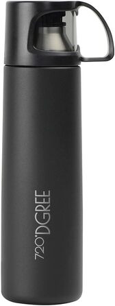 Термос 720°DGREE Follow 750 мл з чашкою, нержавіюча сталь, BPA-free, ізоляційна пляшка для кави, чаю, чорний матовий, для дітей, школи, роботи, outdoor