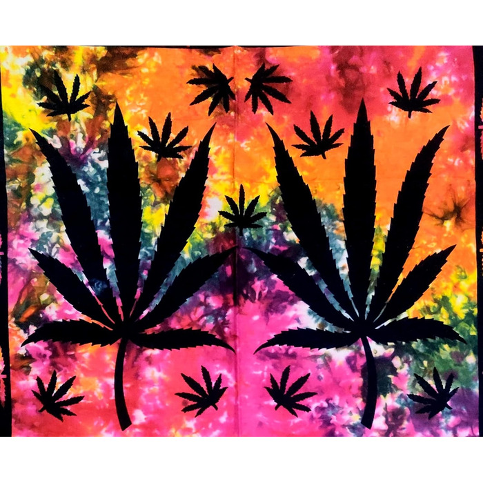 Гобелен настінний Weed Cannabis – психоделічний декор із листям марихуани, тріповий хіпі-постер, богемне мистецтво для кімнати, гуртожитку чи колажу, недорогий гобелен Rasta Ganja
