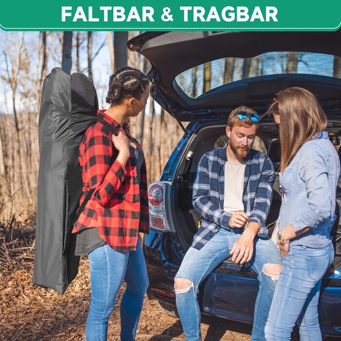 Розкладне ліжко ZIKEBTUY з матрацом, 200 кг, для кемпінгу та відпочинку, 190x71x36 см, з сумкою, сірий/чорний XL