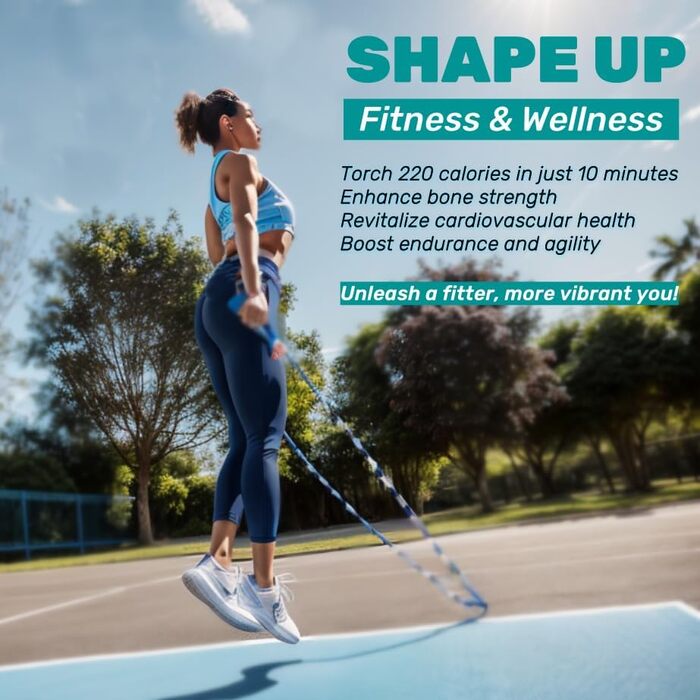 Скакалка IDOU з перлинками: регульована довжина, міцні ручки, 2 шт. (блакитний, W-перлини 9ft)