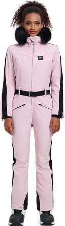 Жіночий гірськолижний костюм-комбінезон HOTIAN. Теплий, водонепроникний, вітронепроникний костюм для сноуборду та лиж. З капюшоном, рожевий колір.