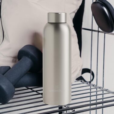 Термобутилка waterdrop® 600 мл із нержавіючої сталі, подвійні стінки, герметична, для газованої води, зберігає 24 год холод, 12 год тепло, колір таупе, матова