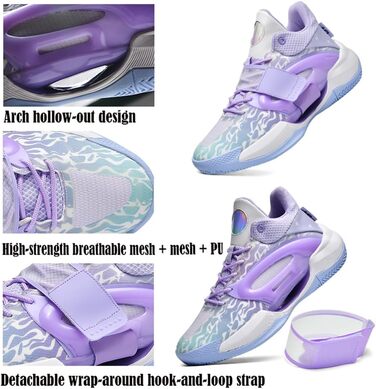 Чоловічі баскетбольні кросівки для хлопців, зручні для тренувань, бігу та тенісу, чорно-білі, 869 (44 EU, фіолетово-білі 869)