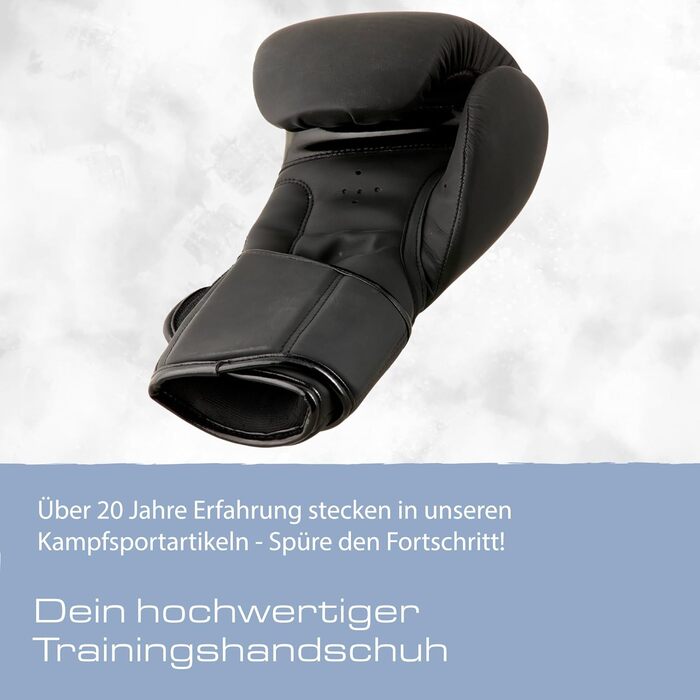 Боксерські рукавички Ju-Sports Training Pro 18 oz, чорні, PU-шкіра, з фіксацією великого пальця, на липучці, для чоловіків і жінок