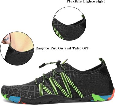 Чоботи для плавання, аквашузи, шкарпетки для серфінгу та плавання від SAGUARO для жінок, чоловіків та дітей, розмір 35-48 (смугасті, чорні, 42 EU)