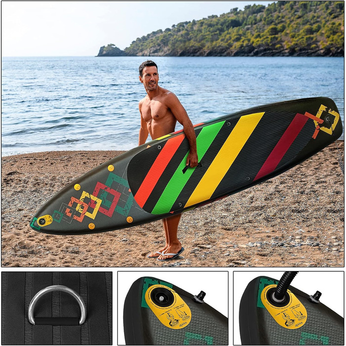 Надувна SUP-дошка ALPIDEX 320x76x15 см, до 200 кг, комплект: весло, плавники, насос, ремінець, рюкзак, ремкомплект, легка та міцна