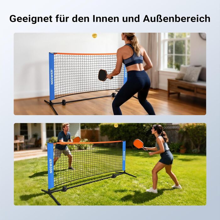 Сітка для піклболу NEEWER 6ft - широка сітка для бадмінтону, портативна, складна, для тренувань в приміщенні та на вулиці