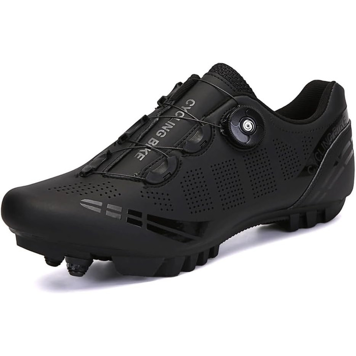 Жіночі велотуфлі для гірського велосипеда, зручні MTB-туфлі для занять у приміщенні, сумісні з SPD педалями (2 болти) з клітами, білі (36 EU, чорний)