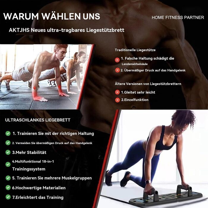 Багатофункціональний дошка для віджимань 24-в-1, складаний стенд для фітнесу з ручками, тренажер для пресу та силових вправ для чоловіків та жінок, для спалювання жиру