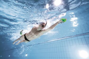 Плавальні тренажери для рук Arena Elite Finger Paddle - аксесуари для басейну, регульовані ремінці, відкрита долоня