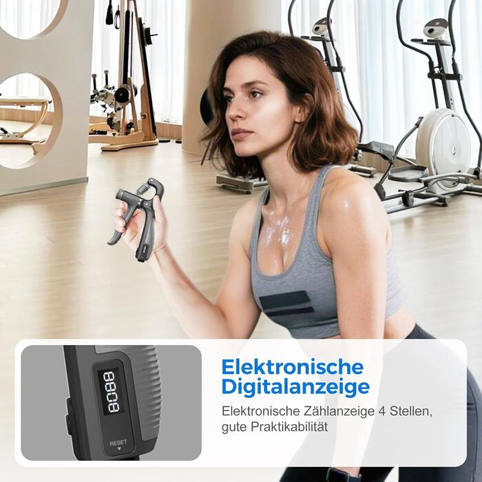 Електронний тренажер для зміцнення хвата з підрахунком, тренажер зап'ястя, для розвитку сили хвата, регульований опір 5-60 кг, чорний