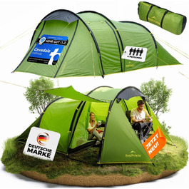 Намет Trailvista® Cevedale Zelt для 4 осіб: водонепроникний, легкий, швидко встановлюється, з тамбуром. Сімейний тунельний намет для кемпінгу.