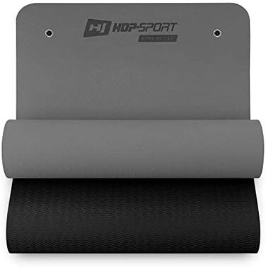 Йогамат Hop-Sport: фітнес-мат з отворами, 0,8 см, TPE, для йоги, пілатесу, спорту вдома, сірий
