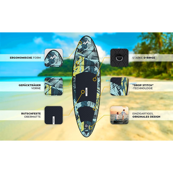 Надувне SUP для підлітків Athler Splash 50 з сидінням та аксесуарами - SUP/Каяк, Комплект з рюкзаком, веслом, насосом, шнуром, фінами