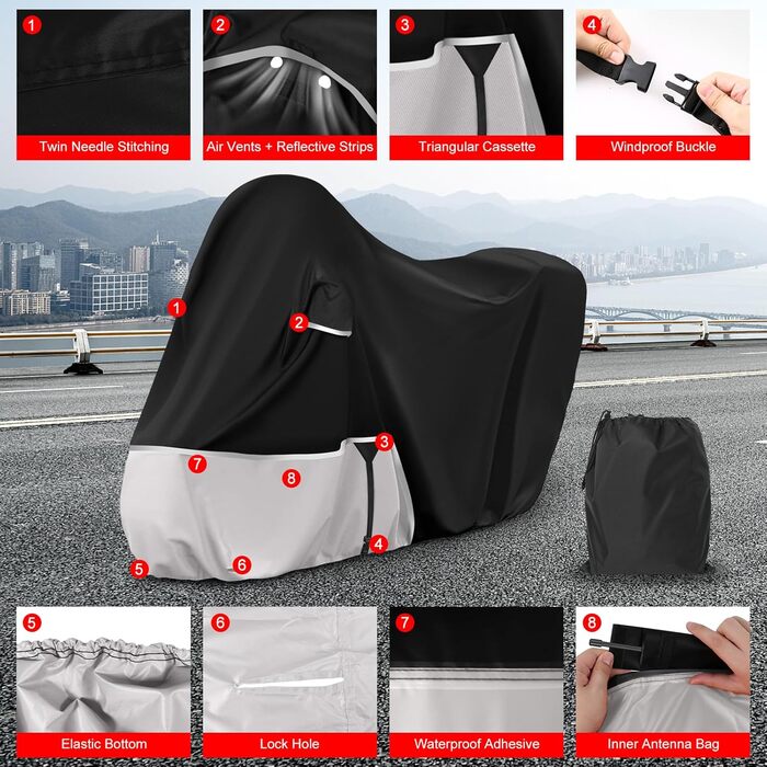 Водонепроникний чохол для мотоцикла Piaggio Vespa GTV GTS GT60/125/200/250/300 (з багажником), 420D Oxford, для зберігання на вулиці