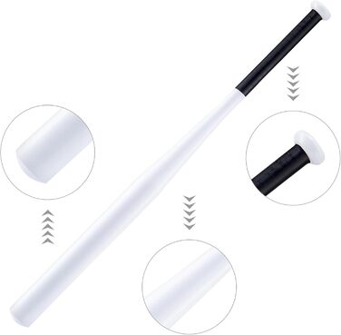 Сталевий бейсбольний бит - 82 см, з неслизькою ручкою для спорту, відпочинку та безпеки, міцний та довговічний для дорослих та підлітків (легована сталь 1030 г, білий)