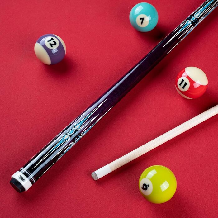 Більярдні кийки з жорстким кейсом, 2 шт., 147,3 см, з наконечником 13 мм, для більярдного столу, Pool Queue, 19-21 oz, фіолетовий колір