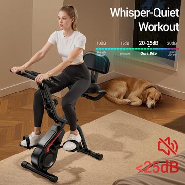 Ергометр UMAY Hometrainer 5-в-1: Велотренажер складаний для дому, магнітний опір, пульсометр, LED-дисплей, до 136 кг, чорний