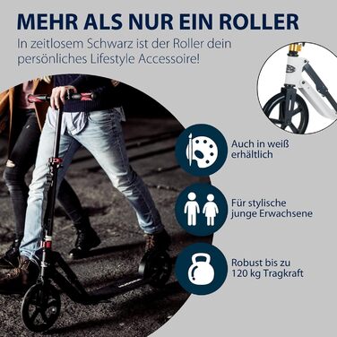 Самокат HUDORA BigWheel Style 230 алюмінієвий, великий, складаний, регульований, до 120 кг, для дорослих і підлітків