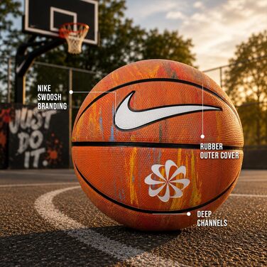 Баскетбольний м'яч Nike Everyday Playground Next Nature для вулиці, вуличний, міцний, 7 розмір, Multi/Black/White (без помпи)