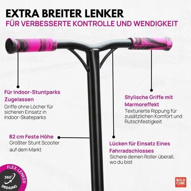 Трюковий самокат BOLDCUBE Deluxe Stunt Roller Pink Storm ABEC 9 для дітей, підлітків та дорослих