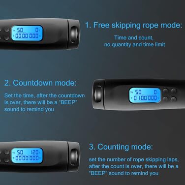 Стрибувальне канат Springseil: регульоване, бездротове, з лічильником, для дорослих та дітей, чорний та сірий