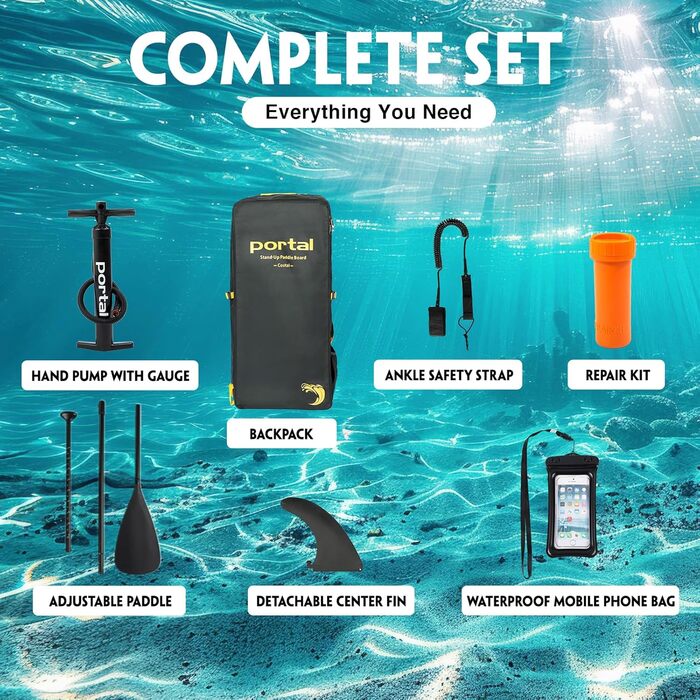 Надувний SUP-борд Portal Stand Up Paddle Board 10'6' (320 см) з аксесуарами: насос, весло, лінія, фініс, сумка, чохол для телефону