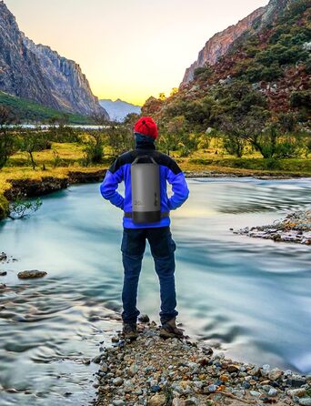 Водонепроникний мішок Glymnis 20L: міцний рюкзак для водного спорту, пляжу, подорожей та кемпінгу (чорний)