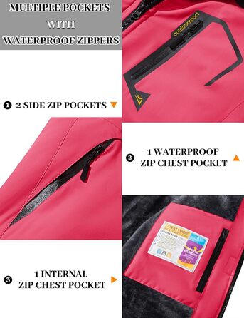 Жіноча зимова куртка MAGCOMSEN: тепла флісова парка, софтшелл для сноуборду та гірськолижного спорту, рожевого кольору, водонепроникна та вітрозахисна