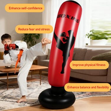 Дитячий боксерський мішок для ударів, 168 см, надувний, для карате, кікбоксингу, Taekwondo, MMA, подарунок для хлопчиків та дівчаток