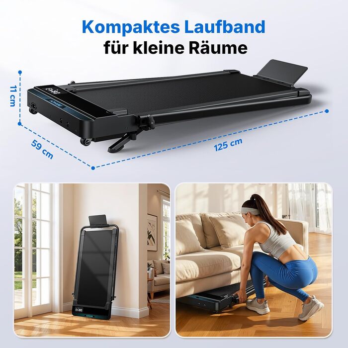 MERACH Walking Pad - біговий доріжки 3-в-1 для дому та офісу, регулювання нахилу 0-6%, швидкість 0-12 км/год, тиха робота 45dB, LED дисплей