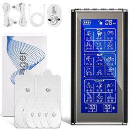 Пристрій TENS/EMS для зняття болю: 3-в-1 Reizstromgerät з 36 режимами, електрична стимуляція нервів, 2 канали, 10 електродів для рук, ніг, спини, плечей (чорний)