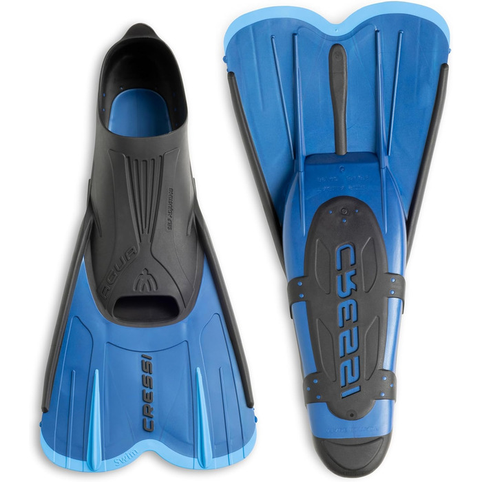 Ласти для плавання Cressi Agua Short - короткі, зручні, з саморегулюванням, для подорожей, блакитні/азурні, EU 45/46 (11.5/12.5-12.5/13.5 US)