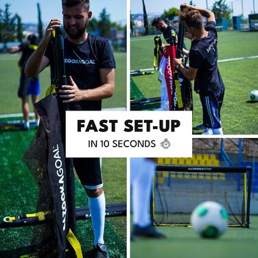BazookaGoal Оригінальні розкладні ворота для футболу - Mini Pop-Up Tor для дітей та дорослих, 1,20 x 0,75 м, чорний