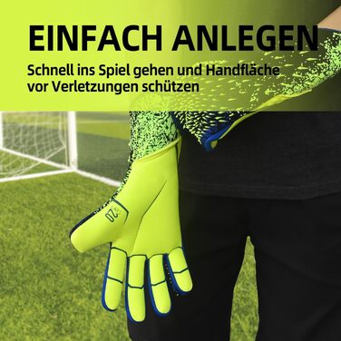 Футбольні воротарські рукавички Torwarthandschuhe: гарне зчеплення, розміри 6-10, для дітей, підлітків та дорослих, зелені