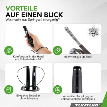 Скакалка Tunturi Smart Springseil - регульована довжина, зручні ручки, для дітей та дорослих