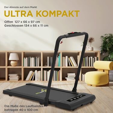 Електричний біговий тренажер ArtGo GIOTTO 2-в-1 з App KINOMAP/ZWIFT/BITGYM, Bluetooth, 6 програм, 1.5 PS (3 HP пік), легкий, компактний, білий/чорний