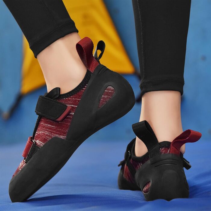 Кріпи для скелелазіння чоловічі/жіночі для залу, початківці, боулдеринг, тренувальні (43 EU, Червоний/Бордовий)