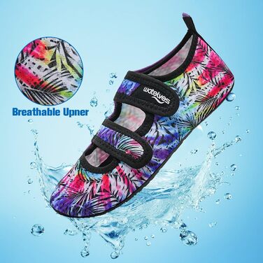 Водні шльопанці/тапочки для плавання та відпочинку на пляжі: чоловічі та жіночі, швидковисихаючі, дихаючі, унісекс (кольорові листя, 40/41 EU)